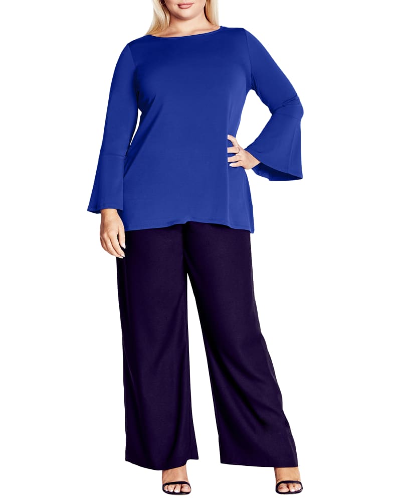 Front of a model wearing a size 18 TOP BURROW PLN in Cobalt by Ave Studio. | dia_product_style_image_id:302969